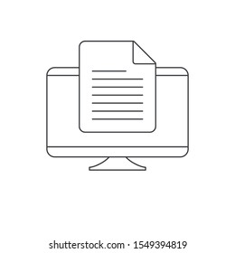 Online document file icon. Lcd monitor screen.