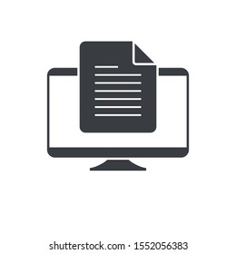Online document file icon. Lcd monitor screen.