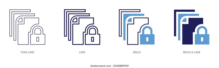 Online-Dokument-Schließfach-Symbol in 4 verschiedenen Stilen. Dünne Linie, Linie, Fett und Fette Linie. Duotone-Stil. Bearbeitbarer Strich.