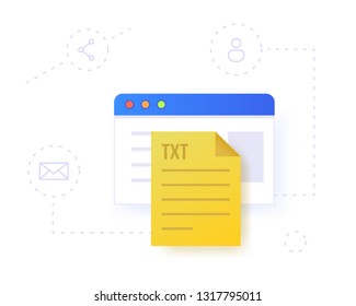 Online document modern flat illustration with internet file on white background.