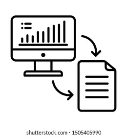 Online document on computer. Simple design. Line vector. Isolate on white background.