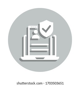 Online document protection, online privacy concept, privacy policy badge icon. Simpleglyph, flat vector of Internet security icons for ui and ux, website or mobile application
