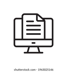 Online Document Vector Outline Icon. Banking And Finance Symbol EPS 10 FIle