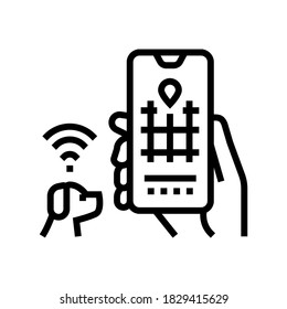 online dog location app line icon vector. online dog location app sign. isolated contour symbol black illustration