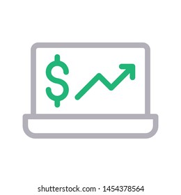 online dollar growth colour line vector icon