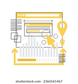 Online domain registration. Seo optimization strategy graphic icon illustration