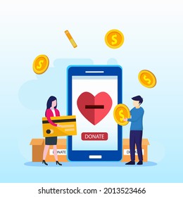 Online donation. Flat vector template Style Suitable for Web Landing Page.