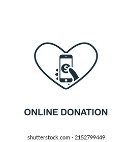 Online Donation Icon. Monochrome Simple Crowdfunding Icon For Templates, Web Design And Infographics