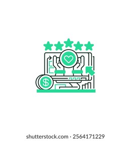 Online Donation Line Icon. linear style sign for mobile concept and web design. Outline vector icon.