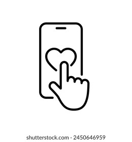Icono de esquema de donación en línea. Trazo editable.Símbolo de recaudación de fondos. Ilustración vectorial aislada. 