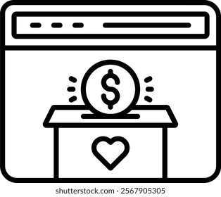 Online Donation vector icon. Can be used for printing, mobile and web applications.