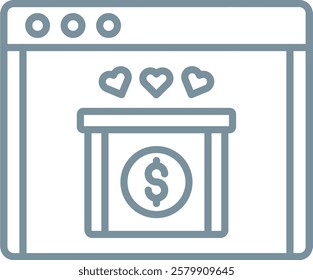 Online Donation vector icon. Can be used for printing, mobile and web applications.