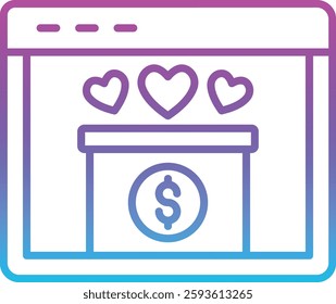 Online Donation vector icon. Can be used for printing, mobile and web applications.