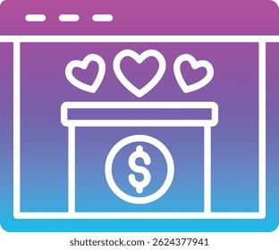 Ícone do vetor de Doação Online. Pode ser usado para impressão, aplicativos móveis e da Web.