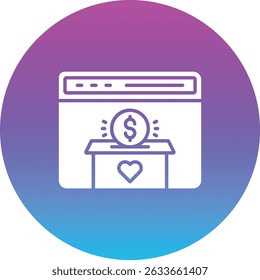 Ícone do vetor de Doação Online. Pode ser usado para impressão, aplicativos móveis e da Web.