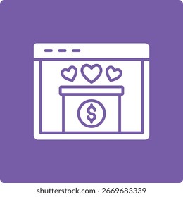 Ícone do vetor de Doação Online. Pode ser usado para impressão, aplicativos móveis e da Web.