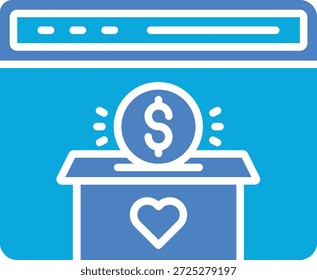 Icono de Vector de donación en línea. Se puede utilizar para aplicaciones de impresión, móviles y de Web.