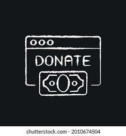 Icono de tiza de donaciones en línea. Transmisión en vivo. Ilustración negra del vector