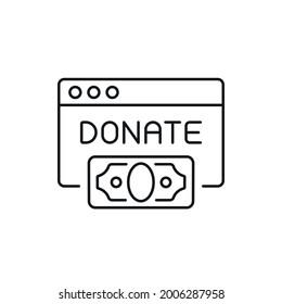 Online donations linear icon. Live Stream. Thin line customizable illustration. Vector isolated outline drawing. Editable stroke