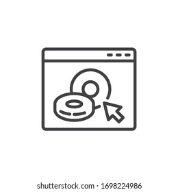 Icono de línea de pedido en línea. Señal de estilo lineal para el concepto móvil y el diseño web. Página web con icono vectorial de contorno de anillos. Símbolo, ilustración del logotipo. Gráficos vectoriales