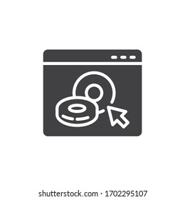 Online donut ordering vector icon. Food delivery service filled flat sign for mobile concept and web design. Website page with doughnut glyph icon. Symbol, logo illustration. Vector graphics