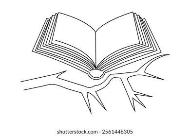 online Drawing of a book single line art design on white background 

