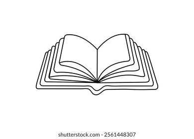 online Drawing of a book single line art design on white background 

