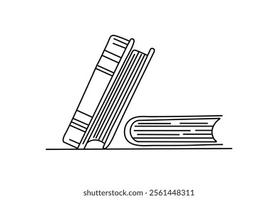 online Drawing of a book single line art design on white background 

