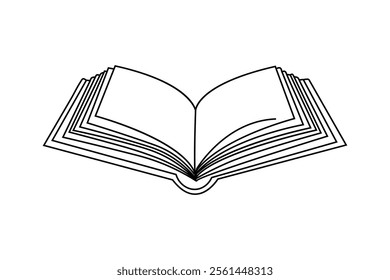 online Drawing of a book single line art design on white background 

