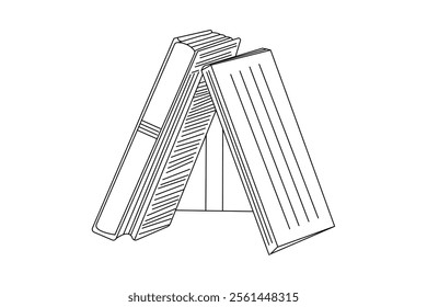 online Drawing of a book single line art design on white background 

