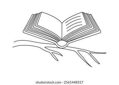 online Drawing of a book single line art design on white background 

