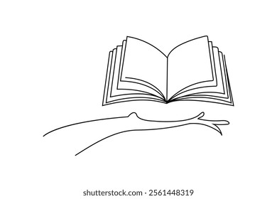 online Drawing of a book single line art design on white background 

