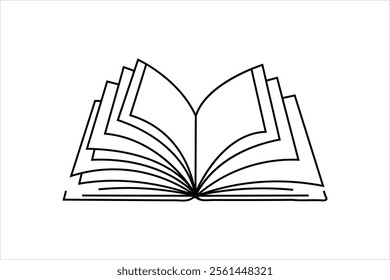 online Drawing of a book single line art design on white background 

