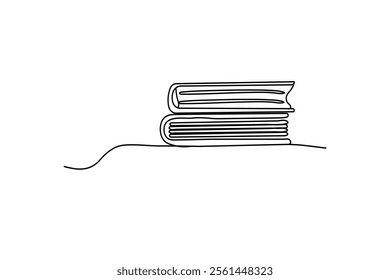 online Drawing of a book single line art design on white background 

