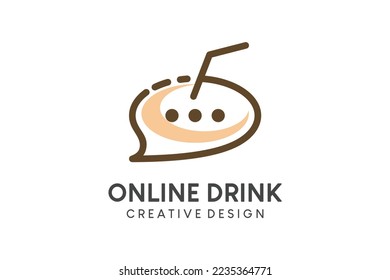 Online drinks logo design, order drinks in creative chat style