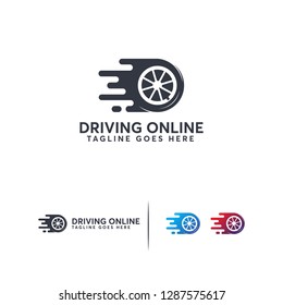 Online Drive logo template, Drive Learn online logo template designs vector