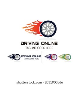 Plantilla de logotipo de unidad en línea, Drive Learn diseño de plantillas de logotipo en línea vectores