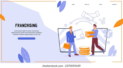 Online dropshipping contract, legal agreement between a supplier and a retailer concept of business relationship for website banner, flat vector illustration. Online dropshipping contract.