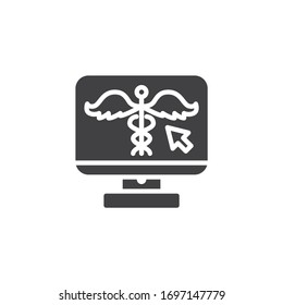 Online Drugstore vector icon. filled flat sign for mobile concept and web design. Medicine and healthcare display glyph icon. Symbol, logo illustration. Vector graphics