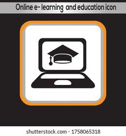 Online e- learning  and education icon. vector graphics