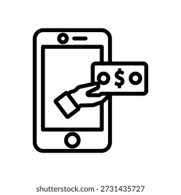 Online earn icon, Line Vector graphics