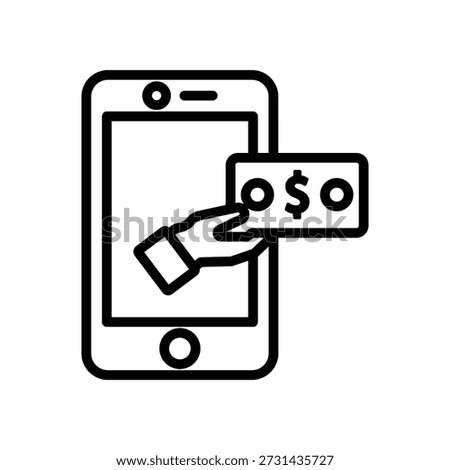 Online earn icon, Line Vector graphics