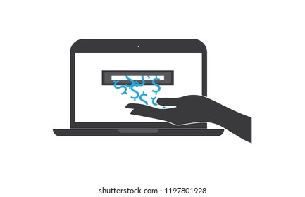 Online Earning From Computer Laptop - Making Money by Online Works - Computer Laptop with Dollars and Hand