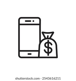Ícone de ganho online Ilustração de linha plana