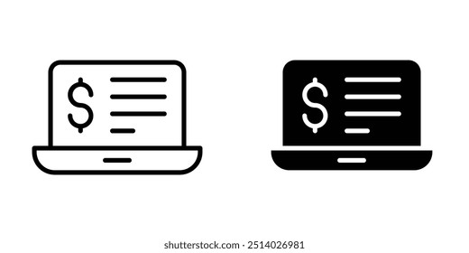 Conjunto de Ícones de Ganho Online - Ilustração de Conceito de Receita Digital e Dinheiro da Internet para Trabalho Remoto, Sites de E-Commerce, Aplicativos Financeiros e Negócios Online