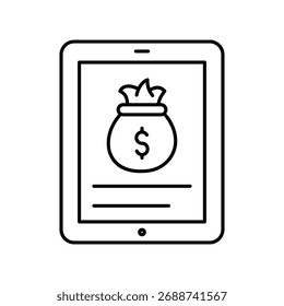 Online Earning thinline icon , vector, pixel perfect, illustrator file 