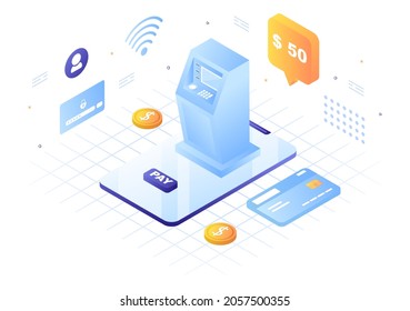 Online E-Banking App, Wallet or Bank Credit Card Vector Illustration with Technology, Data Protection, and Payment Security for Digital Payments Through Smartphones