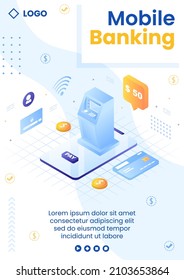 Online E-Banking App, Wallet or Bank Credit Card Flyer Template Flat Illustration Editable of Square Background for Transfer and Payment Social Media