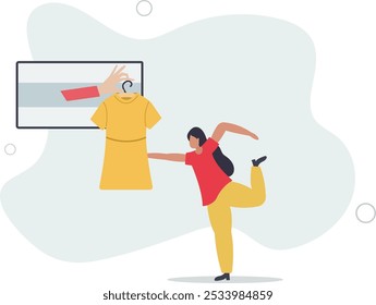 Online e-commerce make customers to quickly buy products, attract shoppers,flat design with people.