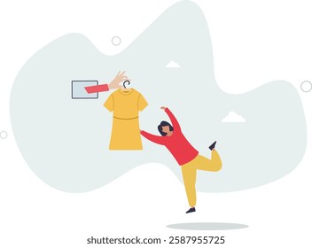 Online e-commerce make customers to quickly buy products, attract shoppers, online stores make shopping experience quick, pleasant, and easy,flat character life .